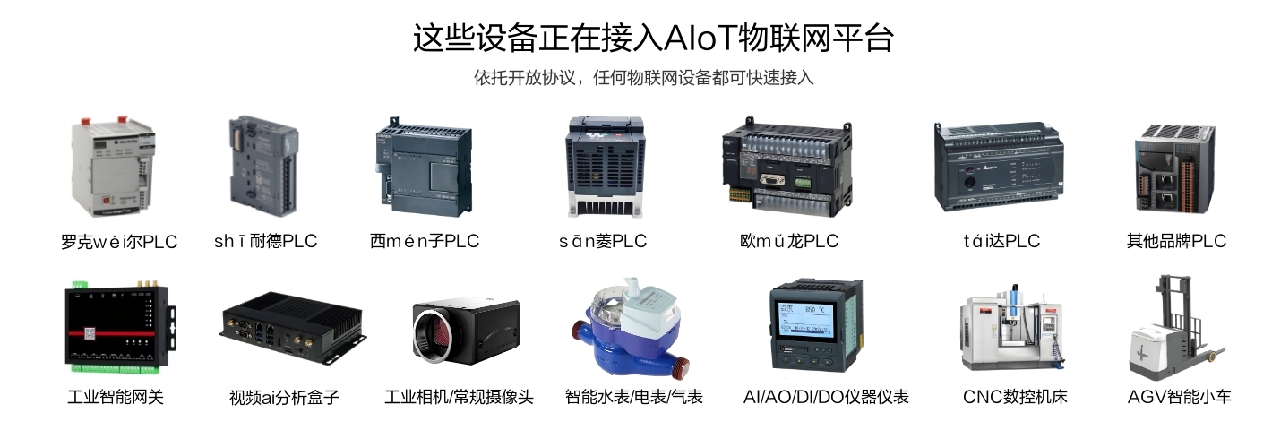 这些工业生产设备、PLC设备、工业网关、仪表仪器等正在接入物联网平台