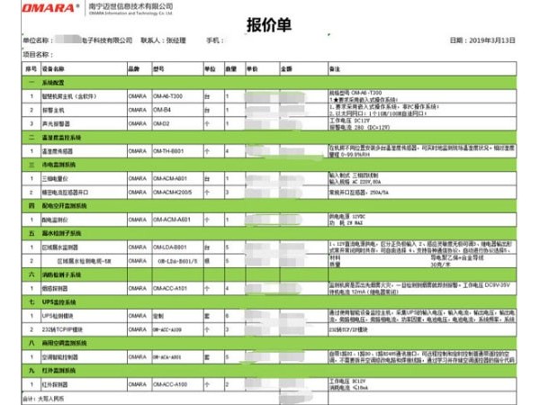 你在找的机房环境监控系统报价表！